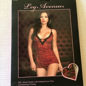 Mesh Chemise with Scalloped Lace Trim